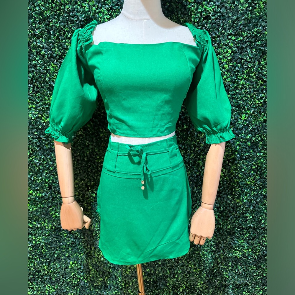 Two piece outfit.